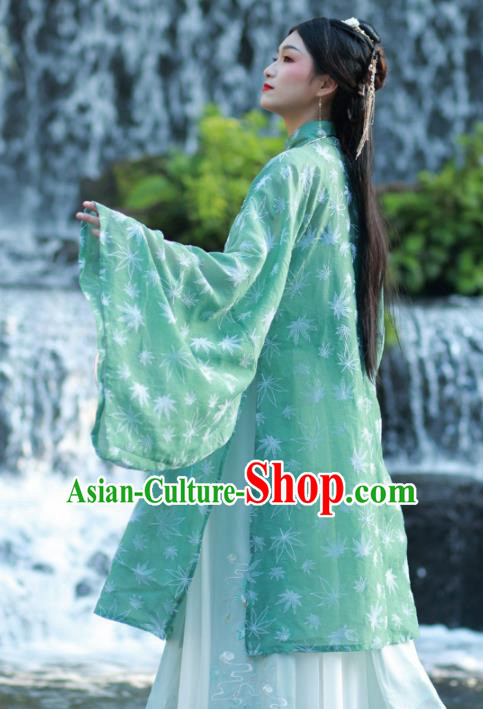 Ancient Chinese Ming Dynasty Dowager Historical Costume Traditional Nobility Lady Green Hanfu Dress for Women