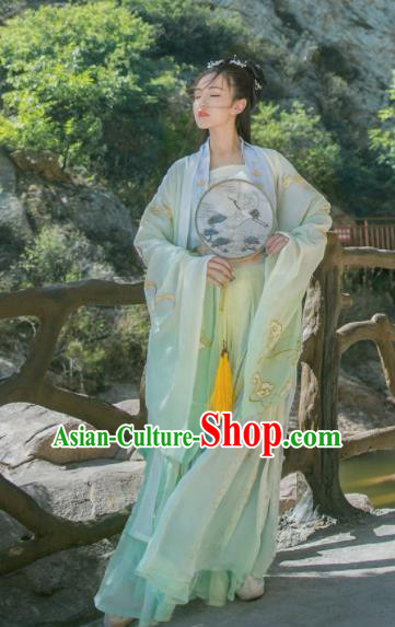 Chinese Song Dynasty Palace Princess Historical Costume Traditional Ancient Court Dance Green Hanfu Dress for Women