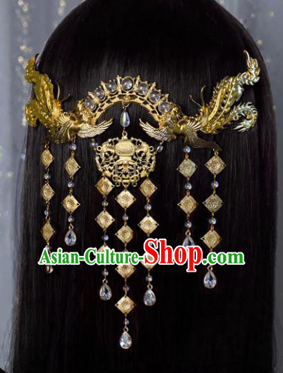 Traditional Chinese Ancient Bride Phoenix Tassel Hairpins Handmade Wedding Hair Accessories for Women