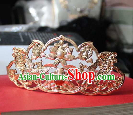 Traditional Chinese Ancient Princess Agate Golden Hair Crown Hairpins Handmade Hanfu Hair Accessories for Women