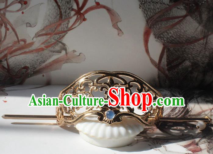 Traditional Chinese Ancient Hanfu Golden Hair Crown Princess Hairpins Handmade Hair Accessories for Women