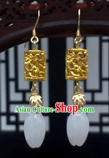 Traditional Chinese Ancient Wedding Hanfu Magnolia Earrings Handmade Jewelry Accessories for Women
