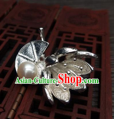 Traditional Chinese Ancient Palace Lotus Brooch Handmade Hanfu Breastpin Pendant for Women