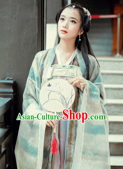 Chinese Tang Dynasty Imperial Consort Historical Costume Traditional Ancient Peri Embroidered Hanfu Dress for Women