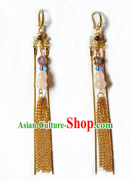 Handmade Chinese Ancient Princess Calabash Earrings Traditional Hanfu Jewelry Accessories for Women