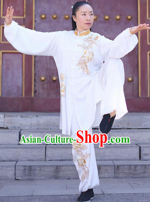 Traditional Chinese Martial Arts Costume Professional Tai Chi Competition Kung Fu Golden Embroidered Uniform for Women
