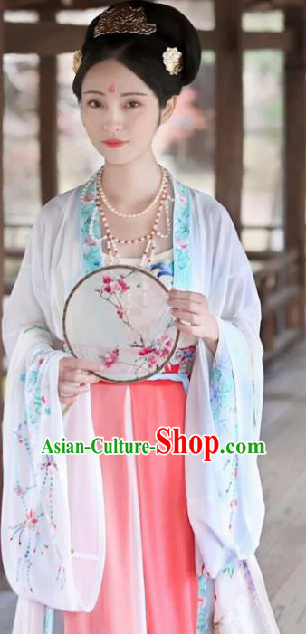 Chinese Traditional Tang Dynasty Court Historical Costume Ancient Imperial Consort Embroidered Hanfu Dress for Women
