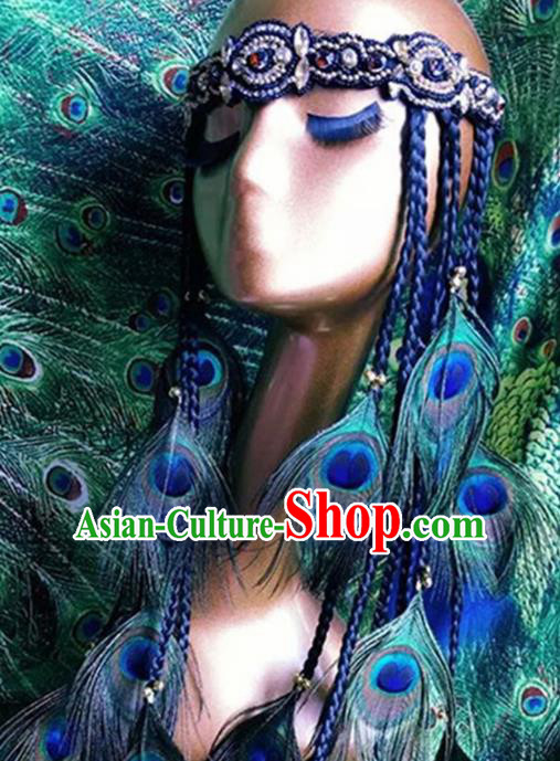Chinese Traditional Ethnic Hair Accessories Mongol Nationality Feather Hair Clasp for Women
