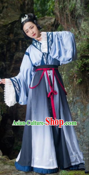 Chinese Traditional Han Dynasty Palace Princess Historical Costume Ancient Imperial Consort Embroidered Dress for Women