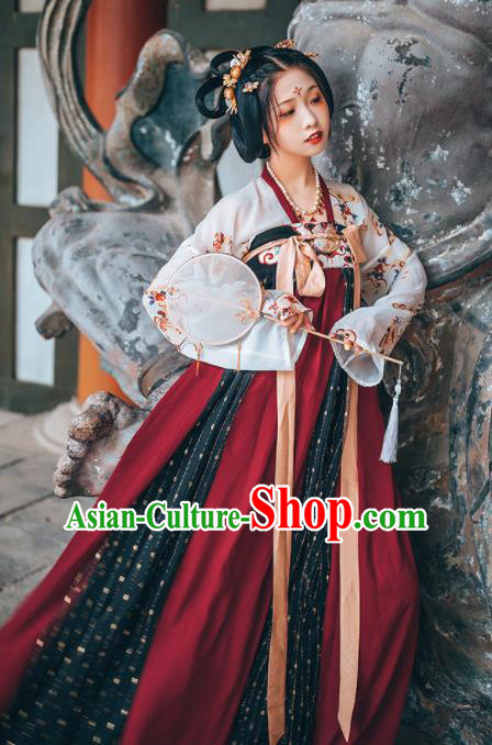 Chinese Traditional Ancient Imperial Concubine Embroidered Hanfu Dress Tang Dynasty Court Princess Historical Costume for Women
