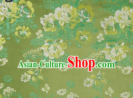 Asian Chinese Traditional Peony Pattern Green Brocade Cheongsam Silk Fabric Chinese Fabric Material
