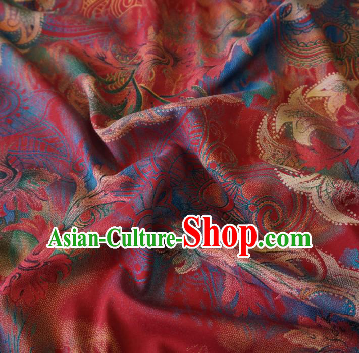 Asian Chinese Traditional Royal Pattern Red Watered Gauze Cheongsam Silk Fabric Chinese Fabric Material