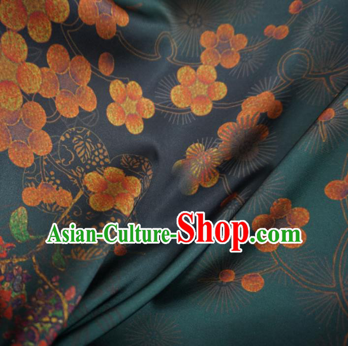 Asian Chinese Traditional Plum Blossom Pattern Design Green Watered Gauze Cheongsam Silk Fabric Chinese Fabric Material