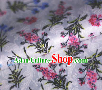 Asian Chinese Classical Orchid Pattern White Brocade Cheongsam Silk Fabric Chinese Traditional Satin Fabric Material