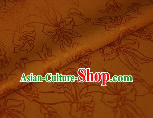 Asian Chinese Traditional Classical Jacquard Pattern Orange Brocade Cheongsam Silk Fabric Chinese Satin Fabric Material