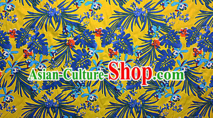 Asian Chinese Traditional Classical Pattern Yellow Brocade Cheongsam Silk Fabric Chinese Satin Fabric Material