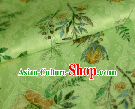Asian Chinese Classical Rose Pattern Green Brocade Cheongsam Silk Fabric Chinese Traditional Satin Fabric Material