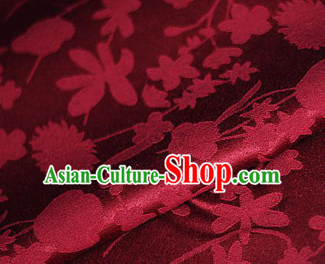 Asian Chinese Classical Pattern Wine Red Brocade Cheongsam Silk Fabric Chinese Traditional Satin Fabric Material