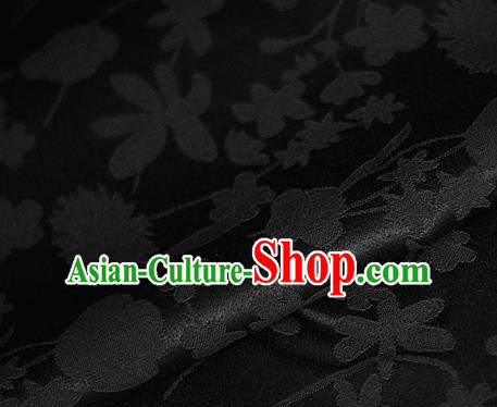 Asian Chinese Classical Pattern Black Brocade Cheongsam Silk Fabric Chinese Traditional Satin Fabric Material