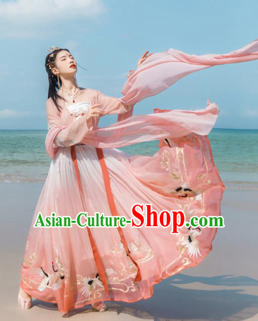 Chinese Ancient Nobility Lady Embroidered Hanfu Dress Traditional Tang Dynasty Court Princess Historical Costume for Women