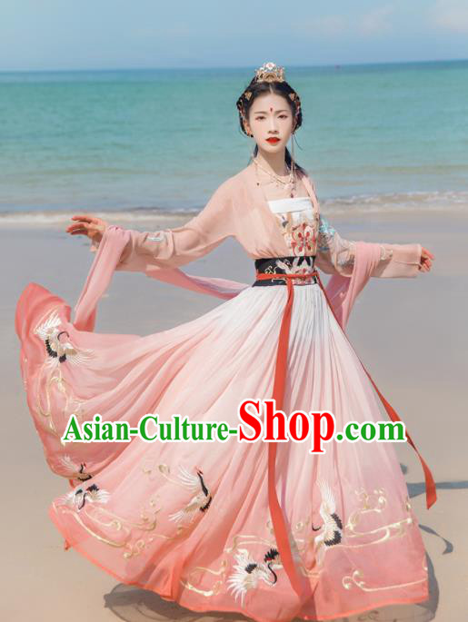Chinese Ancient Nobility Lady Embroidered Hanfu Dress Traditional Tang Dynasty Court Princess Historical Costume for Women