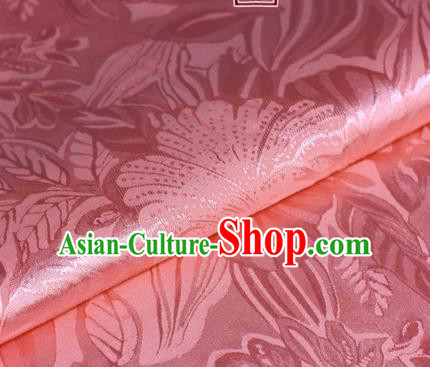Chinese Classical Epiphyllum Pattern Design Pink Brocade Cheongsam Silk Fabric Chinese Traditional Satin Fabric Material