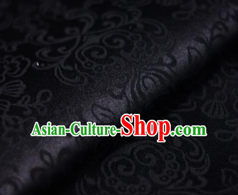 Chinese Classical Scroll Pattern Black Brocade Cheongsam Silk Fabric Chinese Traditional Satin Fabric Material