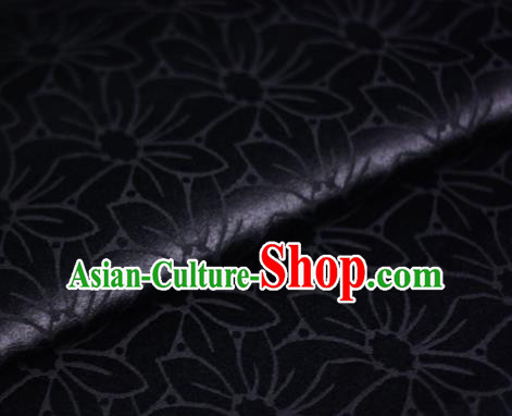 Chinese Classical Flowers Pattern Black Brocade Cheongsam Silk Fabric Chinese Traditional Satin Fabric Material