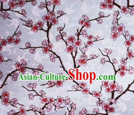 Chinese Classical Plum Blossom Pattern Design White Brocade Cheongsam Silk Fabric Chinese Traditional Satin Fabric Material