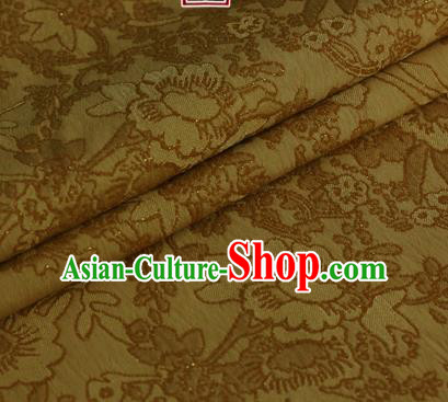 Yellow Brocade Chinese Classical Peony Pattern Design Satin Cheongsam Silk Fabric Chinese Traditional Satin Fabric Material