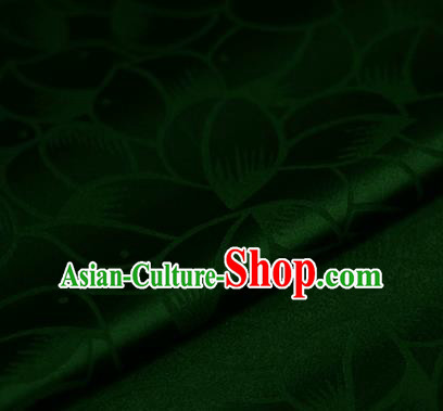 Chinese Classical Petals Pattern Design Green Brocade Satin Cheongsam Silk Fabric Chinese Traditional Satin Fabric Material
