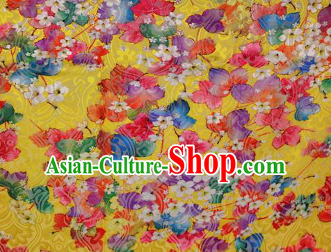 Chinese Classical Pattern Design Yellow Brocade Satin Cheongsam Silk Fabric Chinese Traditional Satin Fabric Material