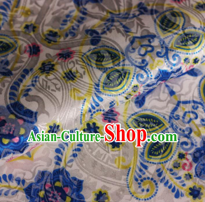 Chinese White Satin Classical Pattern Design Brocade Cheongsam Silk Fabric Chinese Traditional Satin Fabric Material