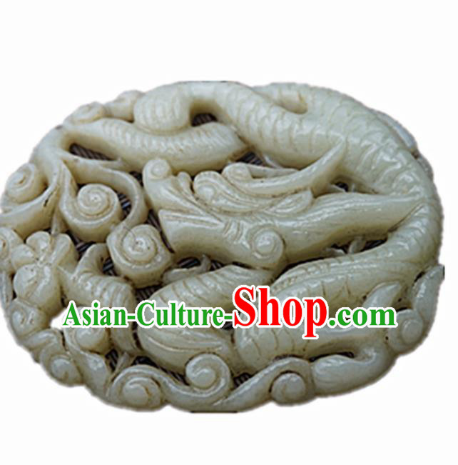 Handmade Chinese Jade Carving Dragon Pendant Traditional Jade Craft Jewelry Accessories