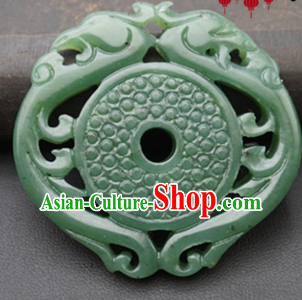 Handmade Chinese Jade Carving Dragon Phoenix Pendant Traditional Jade Craft Jewelry Accessories