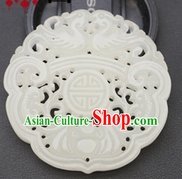 Handmade Chinese Jade Carving Mandarin Duck Pendant Traditional Jade Craft Jewelry Accessories