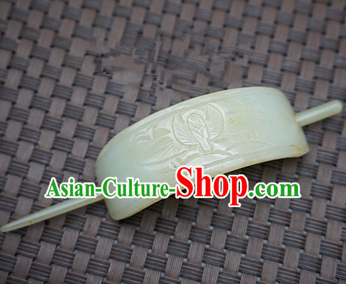 Chinese Handmade Jade Hairpins Carving Jade Hairdo Crown Hair Accessories for Women for Men