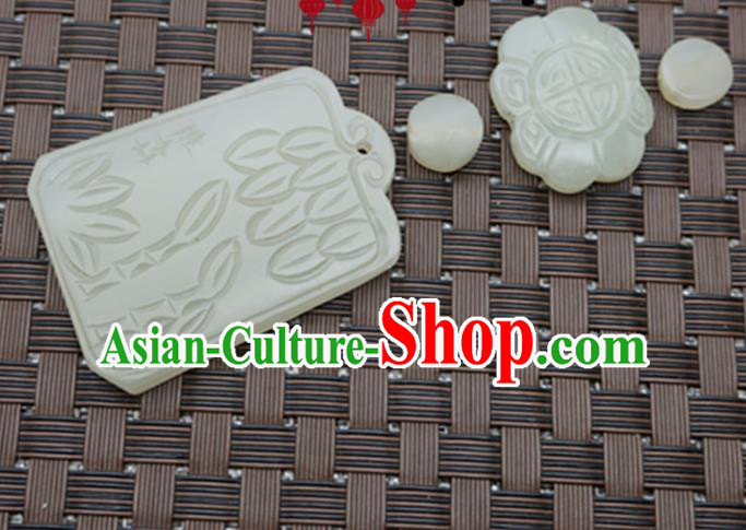 Handmade Chinese Jade Carving Bamboo Pendant Traditional Jade Craft Jewelry Accessories