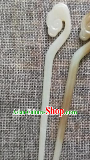 Chinese Handmade Jade Hairpins Carving Cloud Jade Hair Clip Hair Accessories for Women for Men