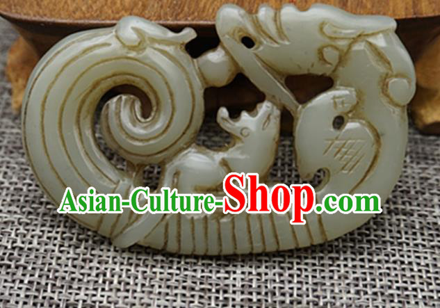 Chinese Handmade Carving Rat Jade Pendant Traditional Jade Craft Jewelry Accessories