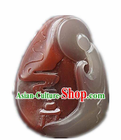Chinese Handmade Carving Red Jade Pendant Traditional Jade Craft Jewelry Accessories