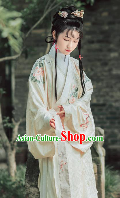 Asian Chinese Ancient Royal Princess Embroidered Hanfu Dress Traditional Ming Dynasty Palace Historical Costume for Women