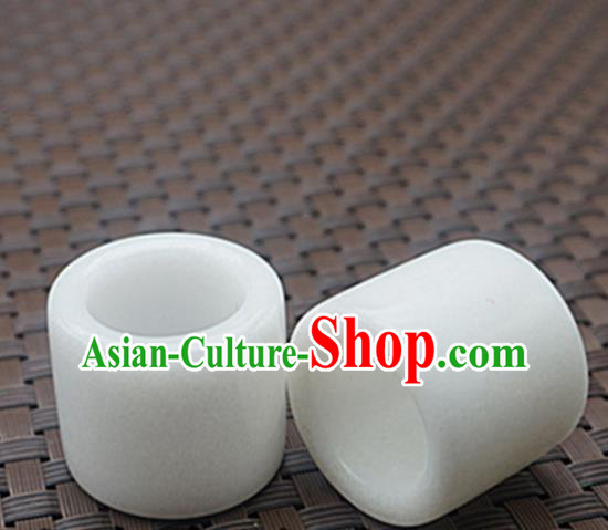 Chinese Handmade Ancient White Jade Rings Traditional Jade Thimble Jewelry Accessories for Women for Men