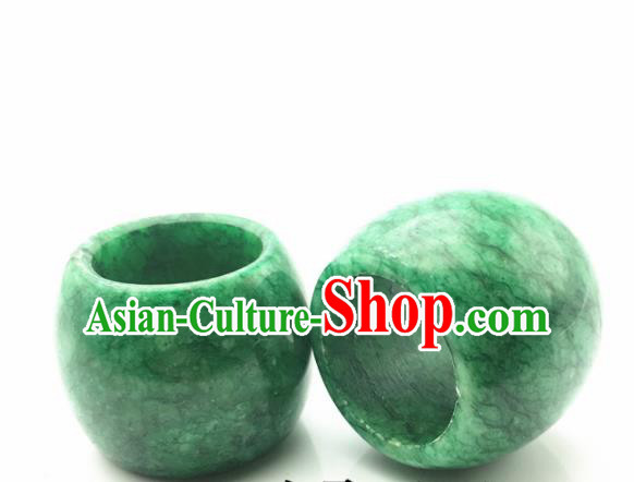 Chinese Handmade Ancient Jade Rings Traditional Green Jade Thimble Jewelry Accessories for Women for Men