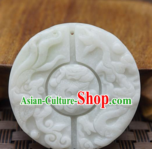 Chinese Handmade Jewelry Accessories Carving White Jade Pendant Ancient Traditional Jade Craft Decoration