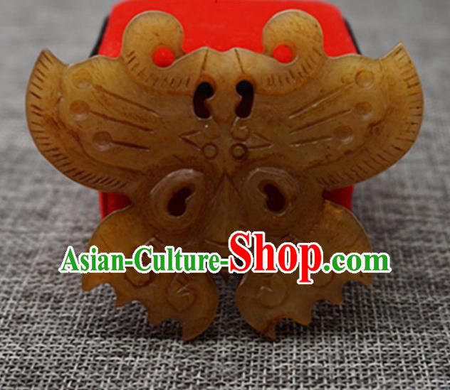 Chinese Handmade Jewelry Accessories Carving Butterfly Jade Pendant Ancient Traditional Jade Craft Decoration