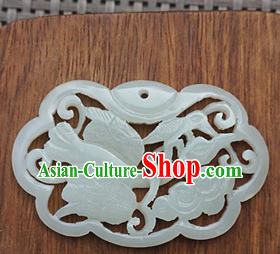 Chinese Handmade Jewelry Accessories Carving Crane Jade Pendant Ancient Traditional Jade Craft Decoration
