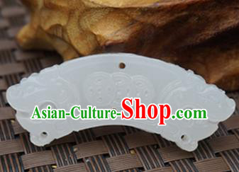 Chinese Handmade Carving White Jade Pendant Jewelry Accessories Ancient Traditional Jade Craft Decoration