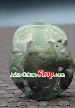 Chinese Handmade Carving Vase Jade Pendant Jewelry Accessories Ancient Traditional Jade Craft Decoration