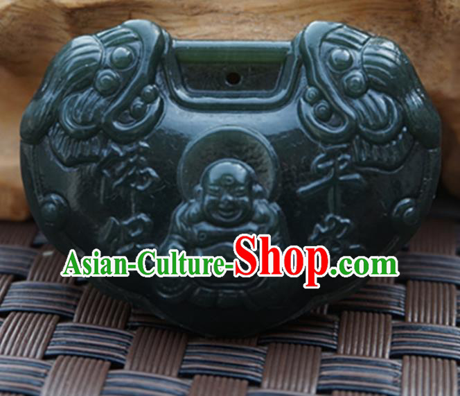 Chinese Handmade Carving Maitreya Jade Pendant Jewelry Accessories Ancient Traditional Jade Craft Decoration